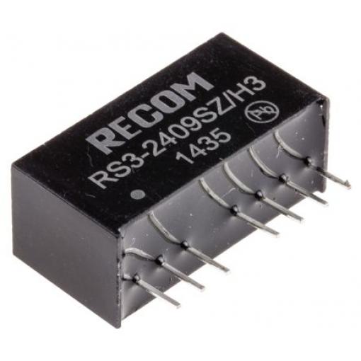 Recom Měnič DC/DC RS3, výstup: 9 V dc 3 kV dc, Vin 27V dc 333 mA, Vin 9V dc 3 W -40 °C 71 °C Průchozí otvor
