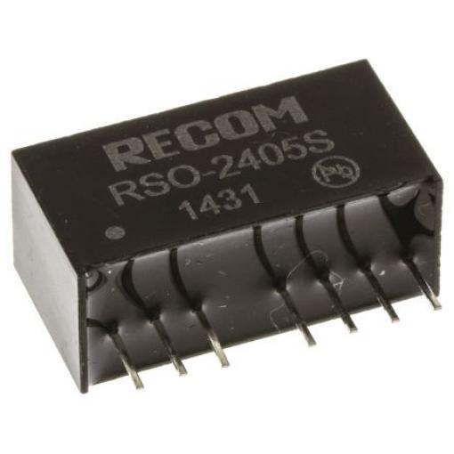 Recom Měnič DC/DC RSO, výstup: 5 V dc 500 V ac, Vin 36V dc 200 mA, Vin 18V 1 W -40 °C 75 °C Průchozí otvor