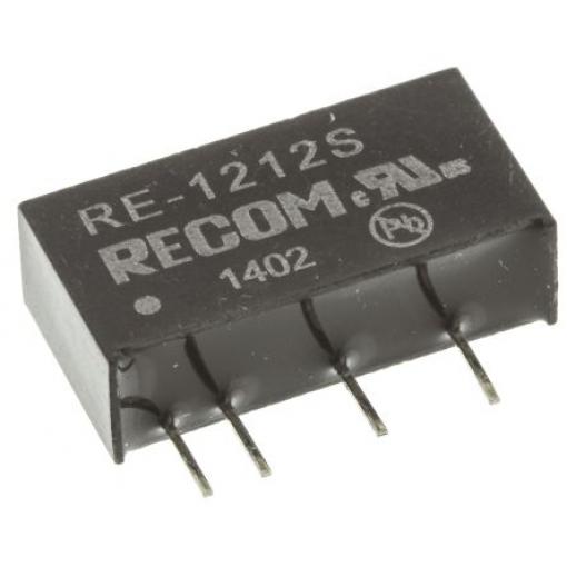 Recom Měnič DC/DC RE, výstup: 12 V dc 1 kV dc, Vin 12V dc 83 mA, Vin 10.8V 1 W -40 °C 85 °C Průchozí otvor