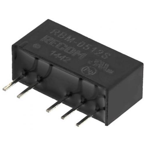Recom Měnič DC/DC RBM, výstup: 12 V dc 3 kV dc, Vin 5V dc 84 mA, Vin 4.5V 1 W -40 °C 85 °C Průchozí otvor