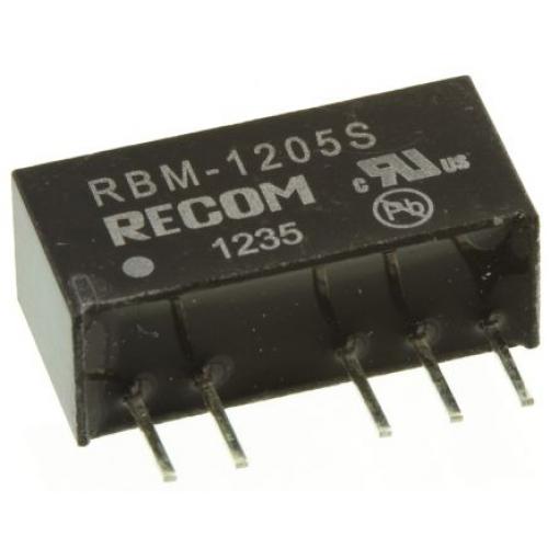 Recom Měnič DC/DC RBM, výstup: 5 V dc 3 kV dc, Vin 5.5V 200 mA, Vin 4.5V 1 W -40 °C 85 °C Průchozí otvor