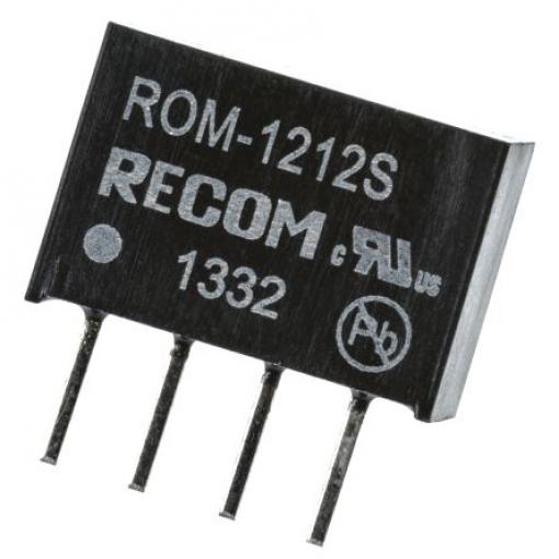Recom Měnič DC/DC ROM, výstup: 12 V dc 3 kV dc, Vin 12V dc 83 mA, Vin 10.8V 1 W -40 °C 85 °C Průchozí otvor