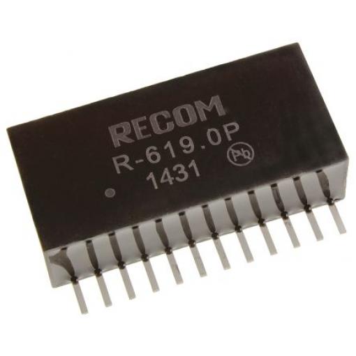 Recom Měnič DC/DC R-6xxx, výstup: 9V dc, Vin 24V dc 1 A, Vin 9V dc Průchozí otvor -40 °C 85 °C