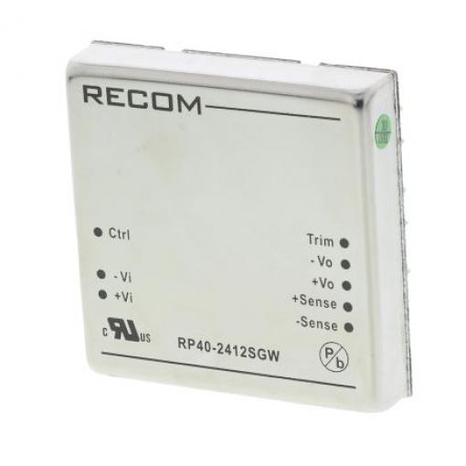 Recom Měnič DC/DC RP40 GW, výstup: 12 V dc 1.6 kV dc, Vin 36V dc 3333 mA, Vin 9V 40 W -40 °C 57 °C Průchozí otvor
