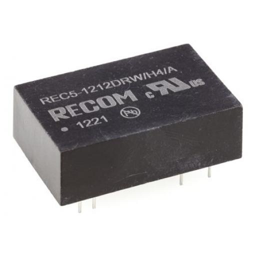 Recom Měnič DC/DC REC5, výstup: 12 V dc 4 kV dc, Vin 18V dc 210 mA, Vin 9V 5 W -40 °C 75 °C Průchozí otvor