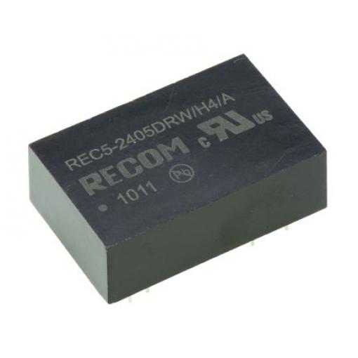 Recom Měnič DC/DC REC5, výstup: 5 V dc 4 kV dc, Vin 36V dc 500 mA, Vin 18V 5 W -40 °C 75 °C Průchozí otvor