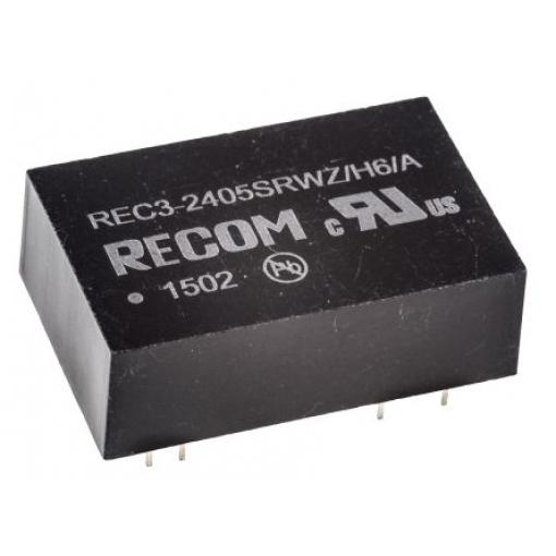 Recom Měnič DC/DC REC3, výstup: 5 V dc 6 kV dc, Vin 36V dc 600 mA, Vin 9V 3 W -40 °C 85 °C Průchozí otvor