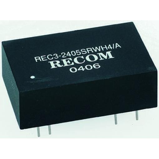 Recom Měnič DC/DC REC3, výstup: 5 V dc 6 kV dc, Vin 36V dc 300 mA, Vin 9V 3 W -40 °C 85 °C Průchozí otvor