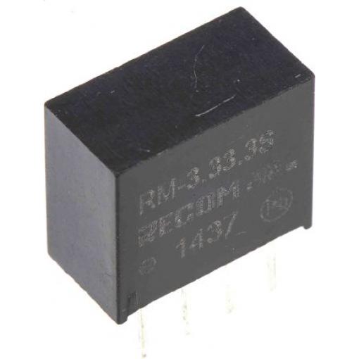 Recom Měnič DC/DC RM, výstup: 3.3 V dc 1 kV dc, Vin 3V dc 76 mA, Vin 0V 2 W -40 °C 85 °C Průchozí otvor