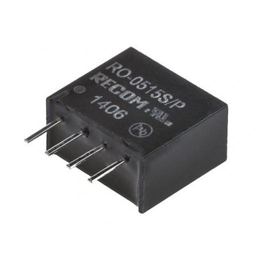 Recom Měnič DC/DC RO, výstup: 15 V dc 1 kV dc, Vin 5V dc 66 mA, Vin 4.5V 1 W -40 °C 85 °C Průchozí otvor