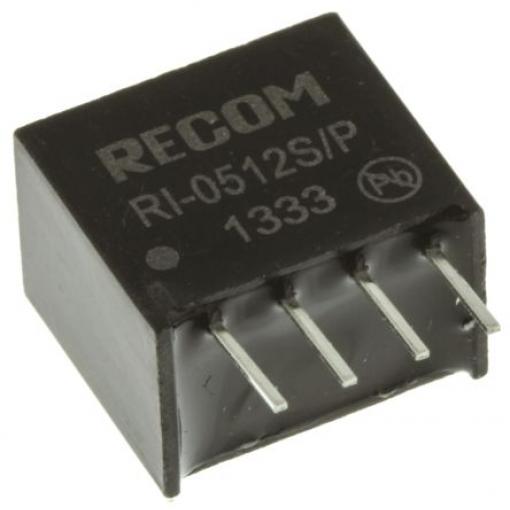 Recom Měnič DC/DC RI, výstup: 12 V dc 500 V ac, Vin 5V dc 167 mA, Vin 4.5V 2 W -40 °C 85 °C Průchozí otvor