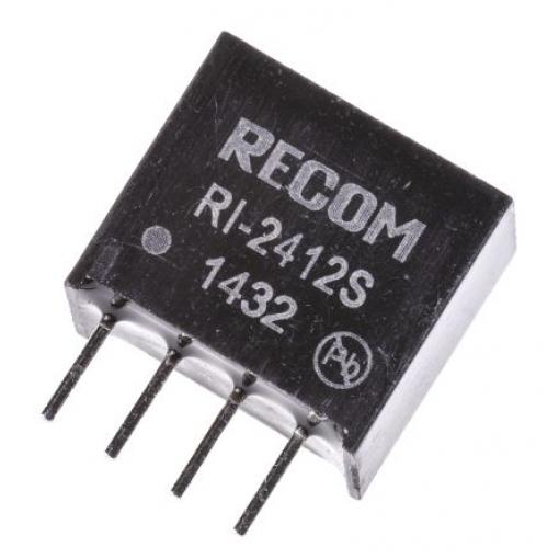 Recom Měnič DC/DC RI, výstup: 12 V dc 500 V ac, Vin 24V dc 167 mA, Vin 0V ac 2 W -40 °C 85 °C Průchozí otvor