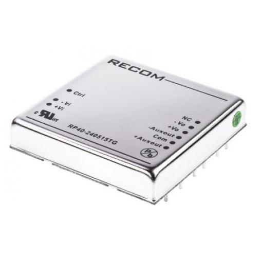 Recom Měnič DC/DC RP40 G, výstup: 15 V dc 1.6 kV dc, Vin 36V dc 300 mA, Vin 18V 40 W -40 °C 66 °C Průchozí otvor