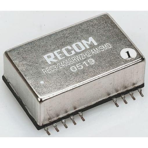 Recom Měnič DC/DC REC3, výstup: 15 V dc 1 kV ac, Vin 36V dc 100 mA, Vin 9V 3 W -40 °C 85 °C Povrch