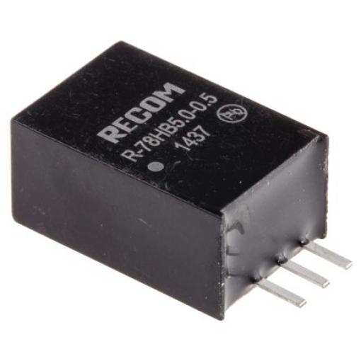 Recom Spínací regulátor, výstup: 5 V dc Průchozí otvor 500 mA 72V dc, počet výstupů: 1
