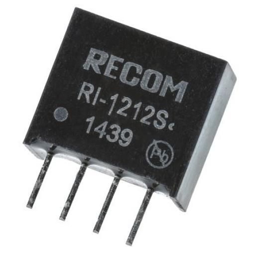 Recom Měnič DC/DC RI, výstup: 12 V dc 1 kV dc, Vin 12V dc 167 mA, Vin 10.8V 1 W -40 °C 85 °C Průchozí otvor