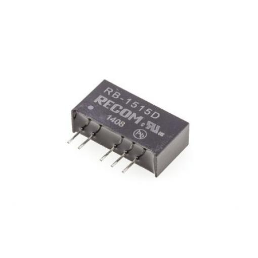 Recom Měnič DC/DC RB, výstup: 15 V dc 500 V ac, Vin 12V 33 mA, Vin 0V ac 1 W -40 °C 85 °C Průchozí otvor