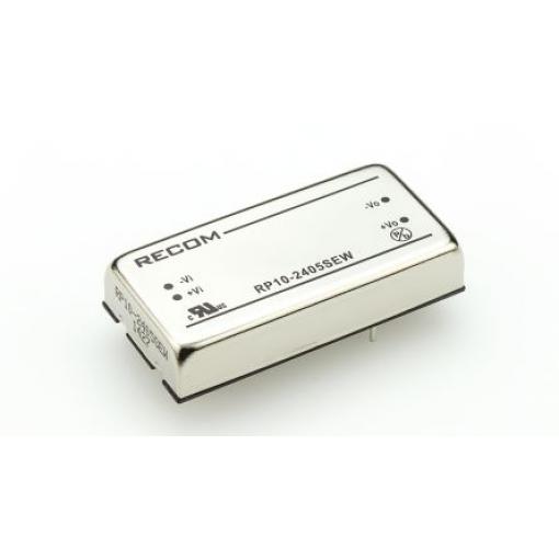 Recom Měnič DC/DC RP10 EW, výstup: 5 V dc 1.6 kV dc, Vin 24V dc 2 A, Vin 9V 10 W -20 °C 85 °C Průchozí otvor