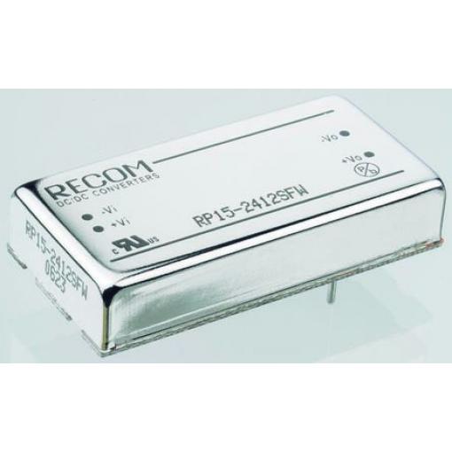 Recom Měnič DC/DC RP15-FW, výstup: 5 V dc 1.6 kV dc, Vin 48V dc 3 A, Vin 18V 15 W -40 °C 65 °C Průchozí otvor
