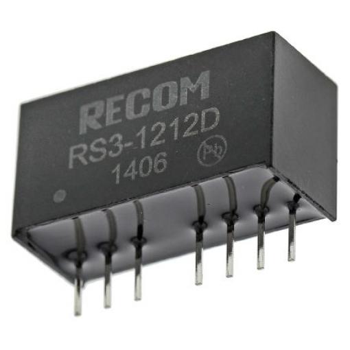 Recom Měnič DC/DC RS3, výstup: ±12 V 500 V ac, Vin 18V dc, Vin 9V 3 W -40 °C 85 °C Průchozí otvor