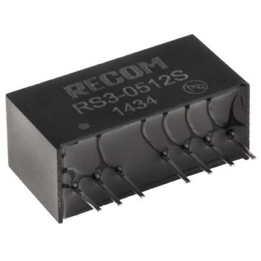 Recom Měnič DC/DC RS3, výstup: 12 V dc 500 V ac, Vin 5V dc 250 mA, Vin 4.5V 3 W -40 °C 71 °C Průchozí otvor