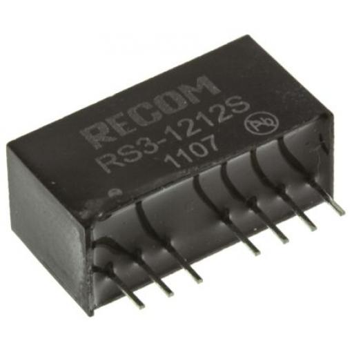 Recom Měnič DC/DC RS3, výstup: 12 V dc 500 V ac, Vin 12V dc 250 mA, Vin 9V 3 W -40 °C 71 °C Průchozí otvor