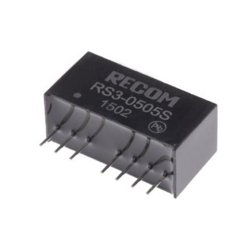 Recom Měnič DC/DC RS3, výstup: 5 V dc 500 V ac, Vin 5V dc 600 mA, Vin 4.5V 3 W -40 °C 71 °C Průchozí otvor