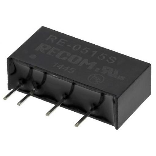 Recom Měnič DC/DC RE, výstup: 15 V dc 1 kV dc, Vin 5V dc 66 mA, Vin 4.5V 1 W -40 °C 85 °C Průchozí otvor