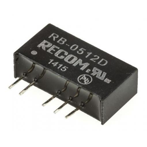 Recom Měnič DC/DC RB, výstup: ±12 V dc 500 V ac, Vin 5V dc 42 mA, Vin 4.5V 1 W -40 °C 85 °C Průchozí otvor