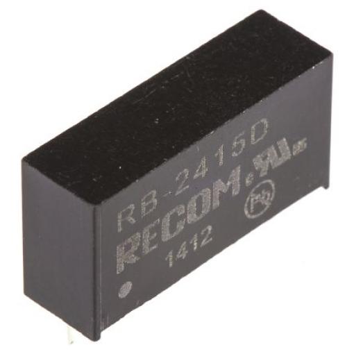 Recom Měnič DC/DC RB, výstup: ±15 V 500 V ac, Vin 26.4V, Vin 21.6V 1 W -40 °C 85 °C Průchozí otvor
