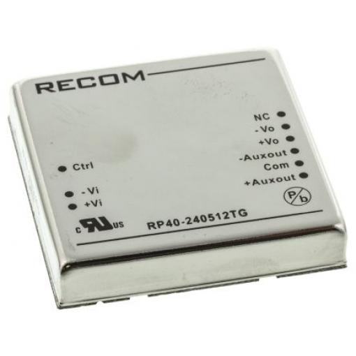 Recom Měnič DC/DC RP40 G, výstup: ±12 V dc 1.6 kV dc, Vin 24V dc 400 mA, Vin 18V 40 W -40 °C 85 °C Průchozí otvor