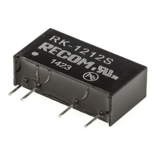 Recom Měnič DC/DC RK, výstup: 12 V dc 3 kV dc, Vin 12V dc 84 mA, Vin 10.8V 1 W -40 °C 85 °C Průchozí otvor
