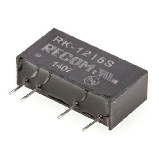 Recom Měnič DC/DC RK, výstup: 15 V dc 3 kV dc, Vin 12V dc 66 mA, Vin 5V dc 1 W -40 °C 85 °C Průchozí otvor