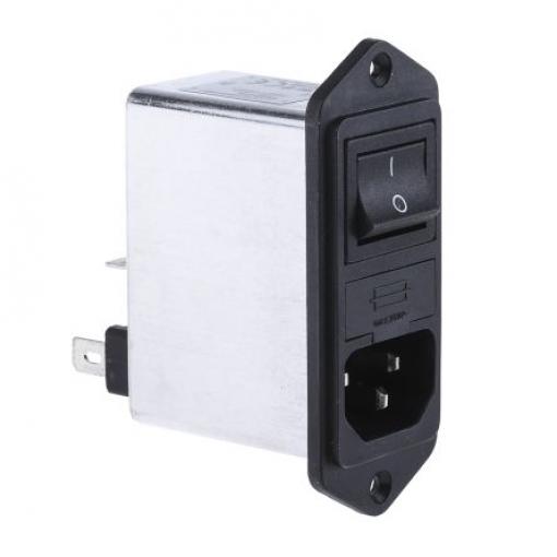 Schaffner Filtr IEC 2A C14 Vnější, Montáž do panelu 5 x 20 mm, 250 V ac 2 póly, 50/400 Hz Faston, 85 °C 2, -25 °C