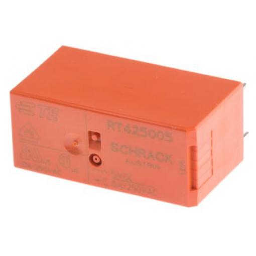 TE Connectivity Výkonové relé DPDT Montáž na plošný spoj 8 A 5 V dc RT2