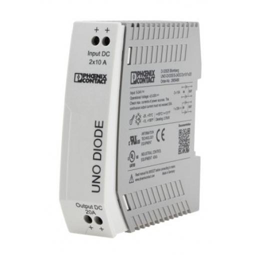 Phoenix Contact Redundantní modul, pro použití s: Paralelní zapojení dvou napájecích jednotek UNO-DIODE/5-24DC/2X10/1X20