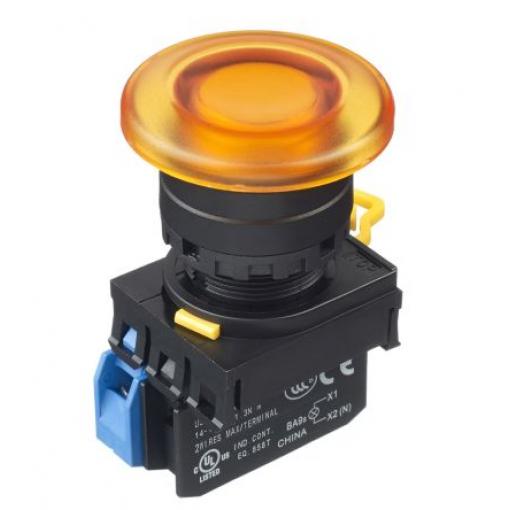 Idec Tlačítkový spínač, řada: YW IP65 SPST Montáž do panelu Osvětlené 22 mm Žlutá