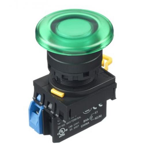 Idec Tlačítkový spínač, řada: YW IP65 SPST Montáž do panelu Osvětlené 22 mm Zelená
