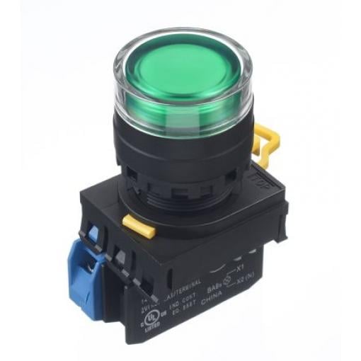 Idec Tlačítkový spínač, řada: YW IP65 SPST Montáž do panelu Osvětlené 22 mm Zelená