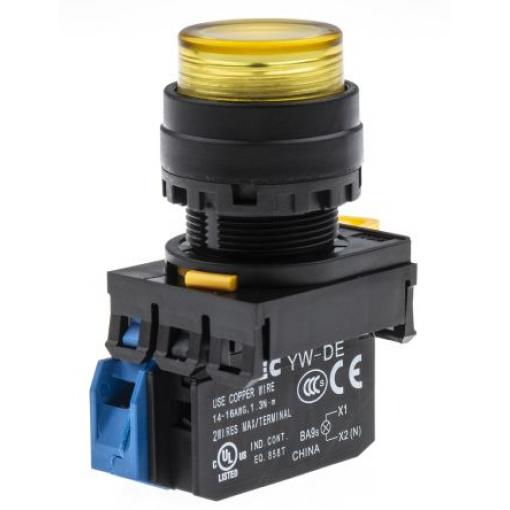 Idec Tlačítkový spínač, řada: YW IP65 SPST Montáž do panelu Osvětlené 22 mm Žlutá
