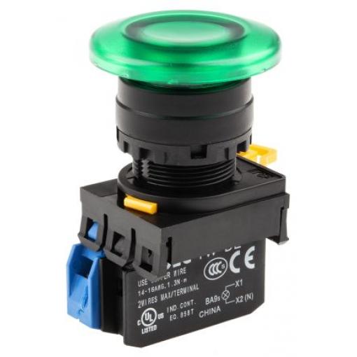 Idec Tlačítkový spínač, řada: YW IP65 SPST Montáž do panelu Osvětlené 22 mm Zelená