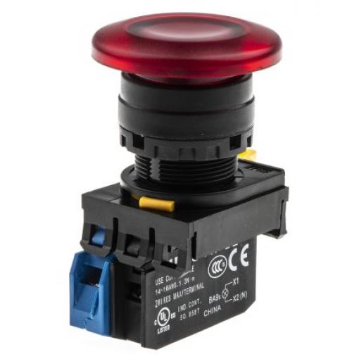 Idec Tlačítkový spínač, řada: YW IP65 SPST Montáž do panelu Osvětlené 22 mm Červená