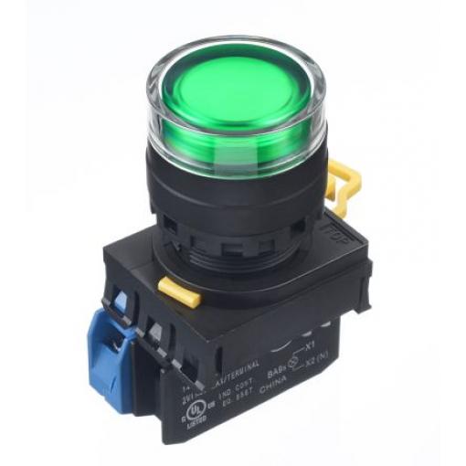 Idec Tlačítkový spínač, řada: YW IP65 SPST Montáž do panelu Osvětlené 22 mm Zelená