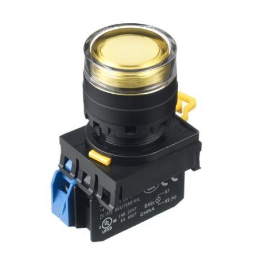 Idec Tlačítkový spínač, řada: YW IP65 SPST Montáž do panelu Osvětlené 22 mm Žlutá