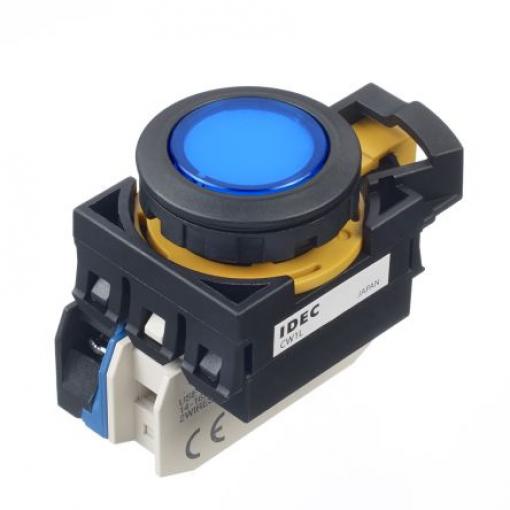 Idec Tlačítkový spínač, řada: CW IP65 SPST Panel Okamžité Osvětlené 22 mm 10 A, barva LED: Modrá