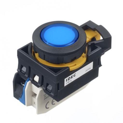Idec Tlačítkový spínač, řada: CW IP65 SPST Panel Okamžité Osvětlené 22 mm 10 A, barva LED: Modrá