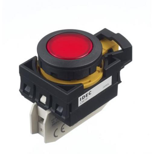 Idec Tlačítkový spínač, řada: CW IP66 Panel Osvětlené 22 mm 10 A, barva LED: Červená