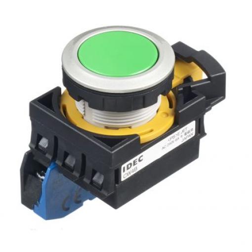 Idec Tlačítkový spínač, řada: CW IP65 SPST Panel Udržované Osvětlené 22 mm 10 A, barva LED: Zelená