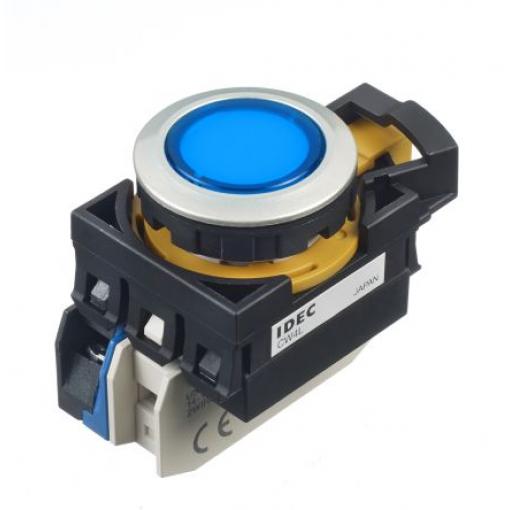 Idec Tlačítkový spínač, řada: CW IP65 SPST Panel Okamžité Osvětlené 22 mm 10 A, barva LED: Modrá