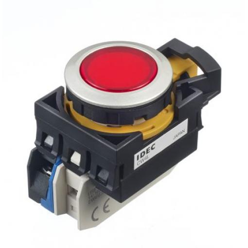 Idec Tlačítkový spínač, řada: CW IP65 SPST Panel Okamžité Osvětlené 22 mm 10 A, barva LED: Červená